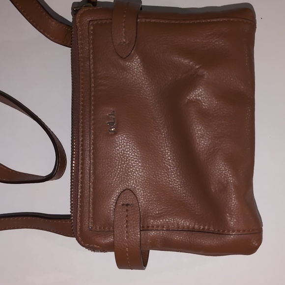 Rich Brown Leather Crossbody Bag with Adjustable Strap & Flap Closure Ralph Laur - Picture 5 of 6